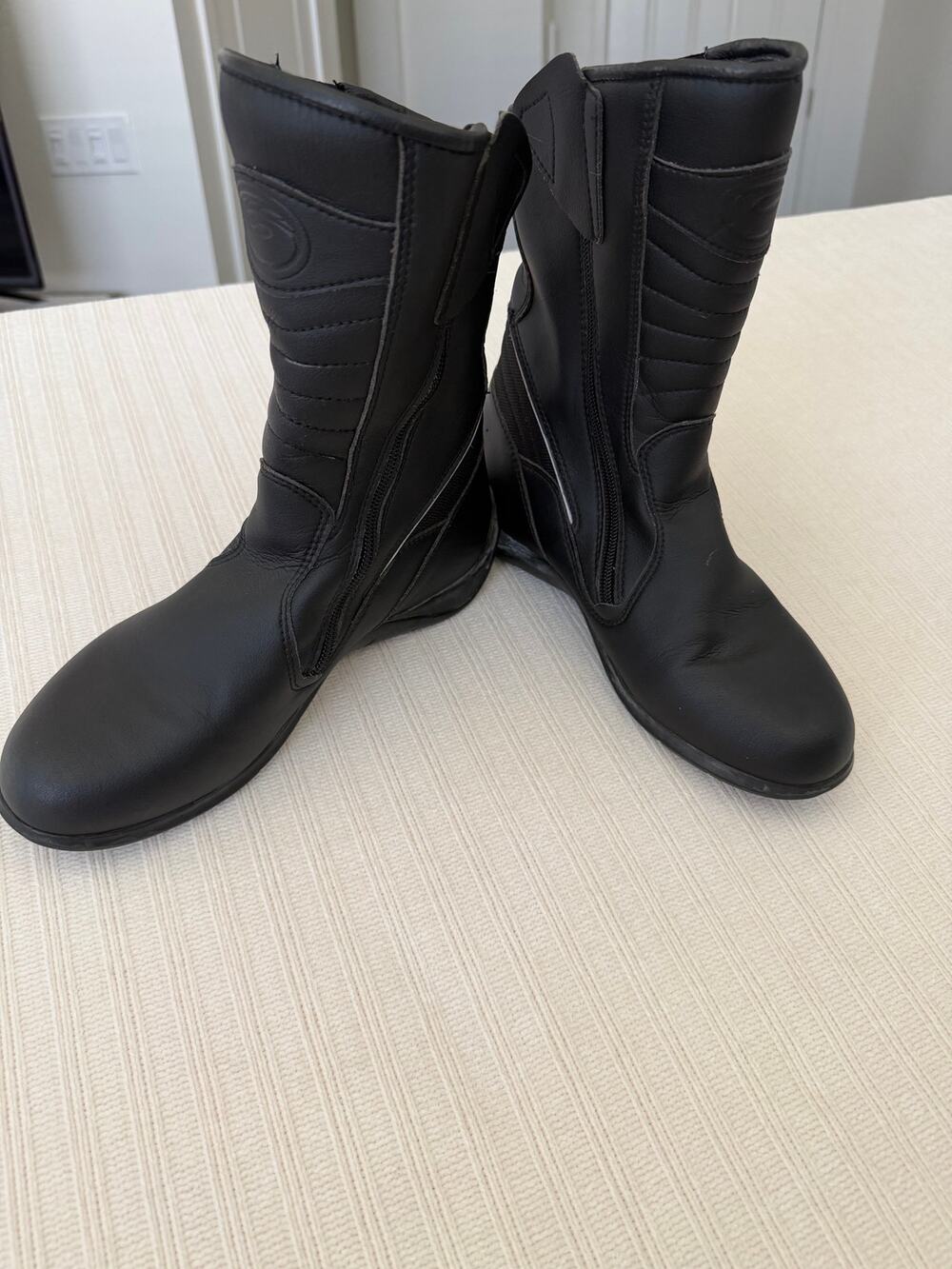 Sidi Lei Women's Motorcycle Riding Boots Black Leather Waterproof Size EU40 US 8